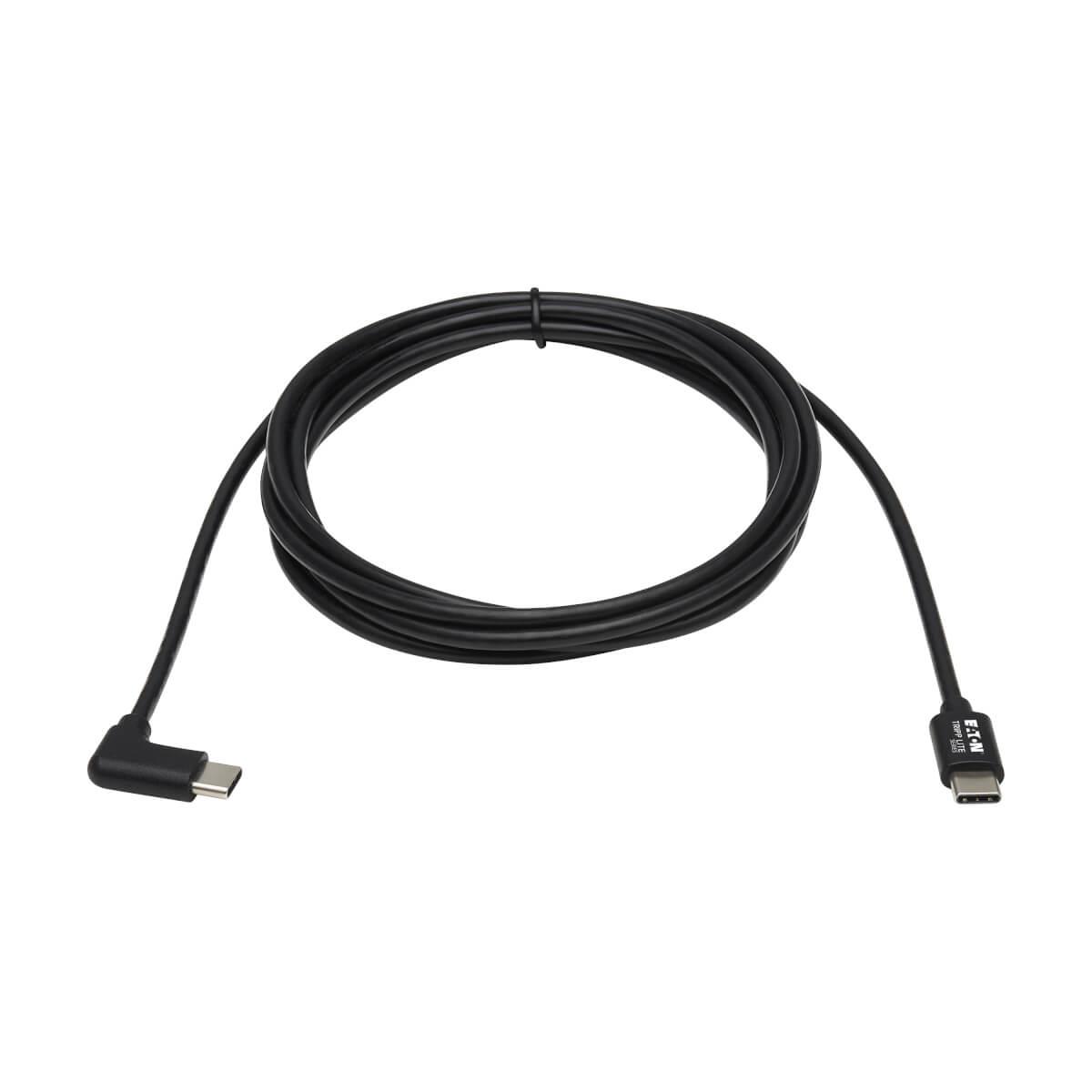 TRIPP LITE USB-C Cable (M/M) - USB 2.0, Thunderbolt 3, 60W PD Charging, Right-Angle Plug, Black, 2m