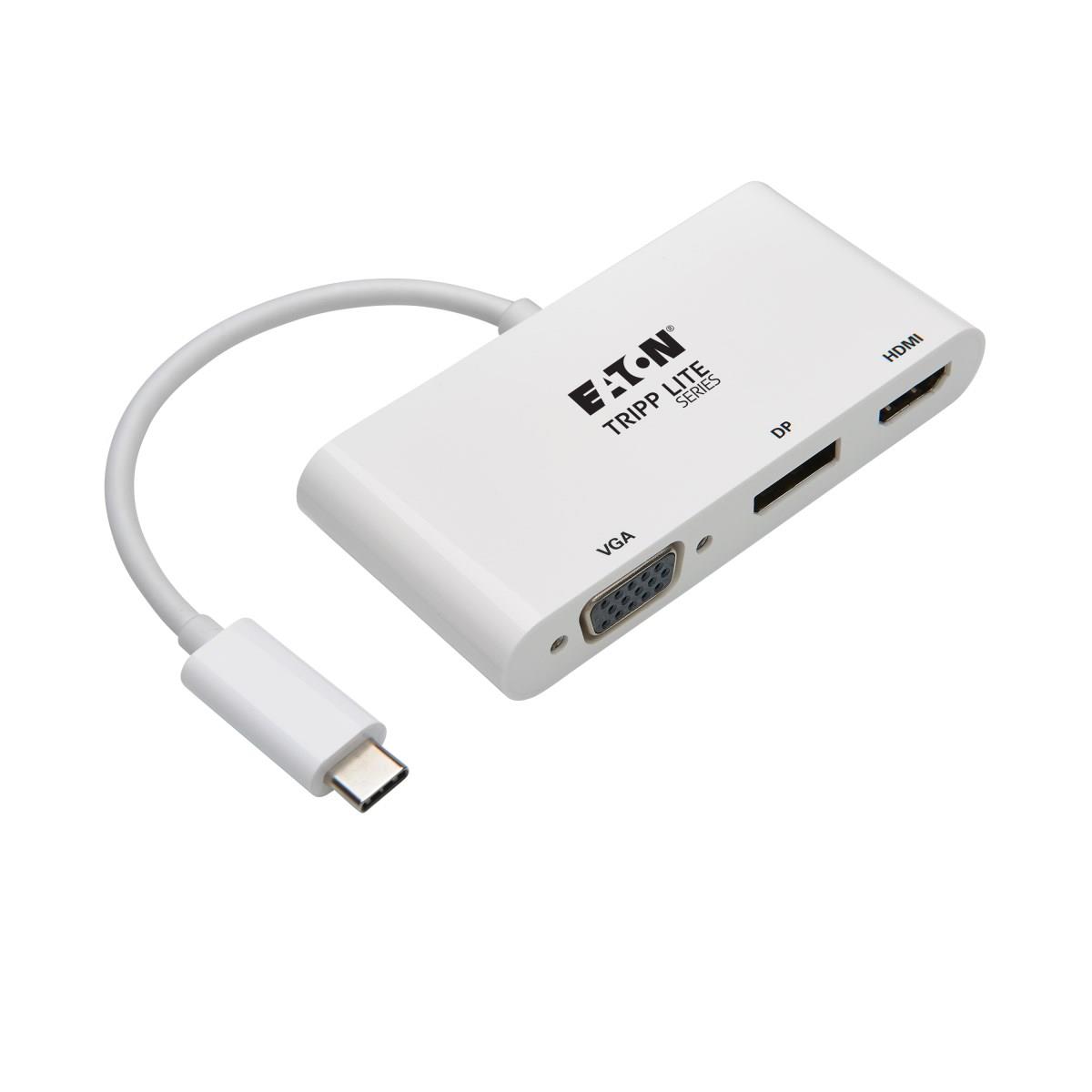 TRIPP LITE USB-C Triple Display Adapter, 4K 60Hz HDMI, DisplayPort and VGA with MST