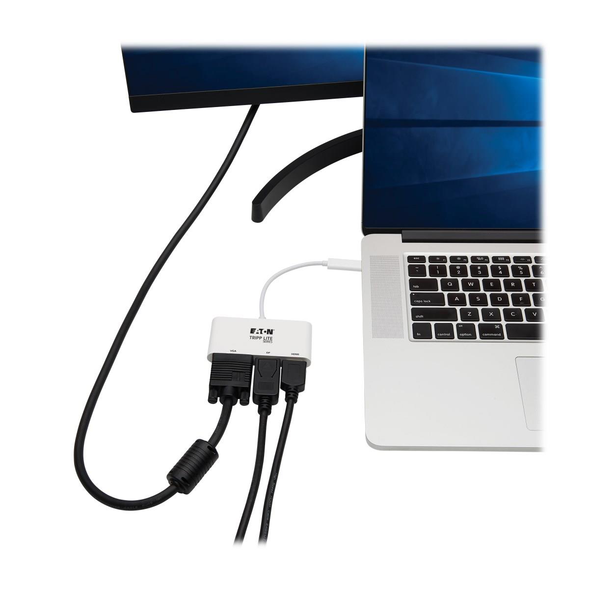 TRIPP LITE USB-C Triple Display Adapter, 4K 60Hz HDMI, DisplayPort and VGA with MST