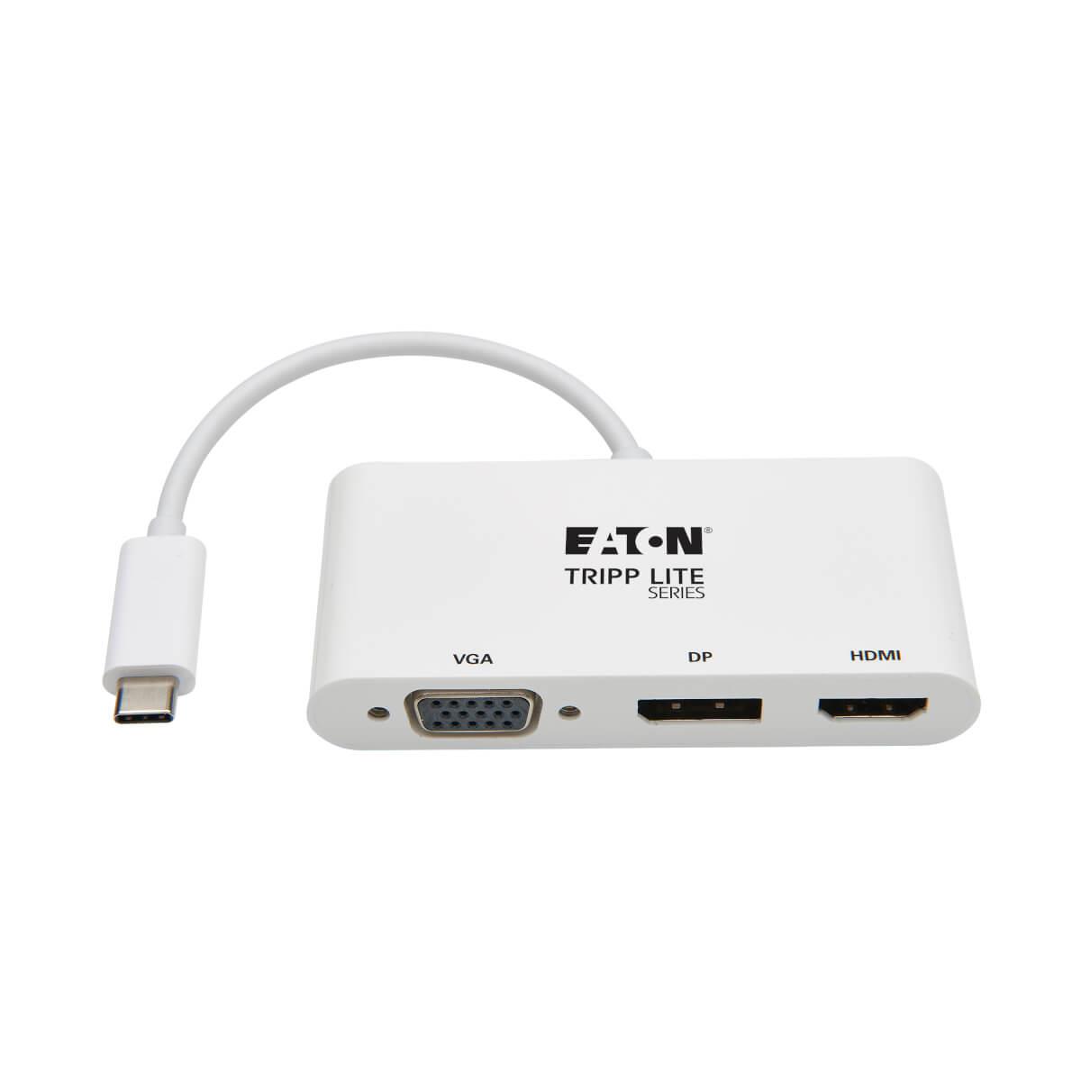 TRIPP LITE USB-C Triple Display Adapter, 4K 60Hz HDMI, DisplayPort and VGA with MST
