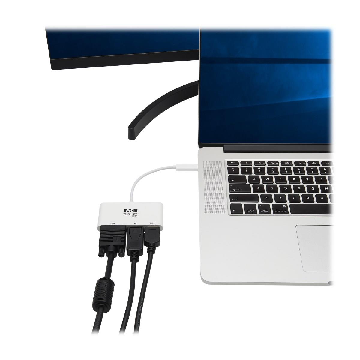 TRIPP LITE USB-C Triple Display Adapter, 4K 60Hz HDMI, DisplayPort and VGA with MST