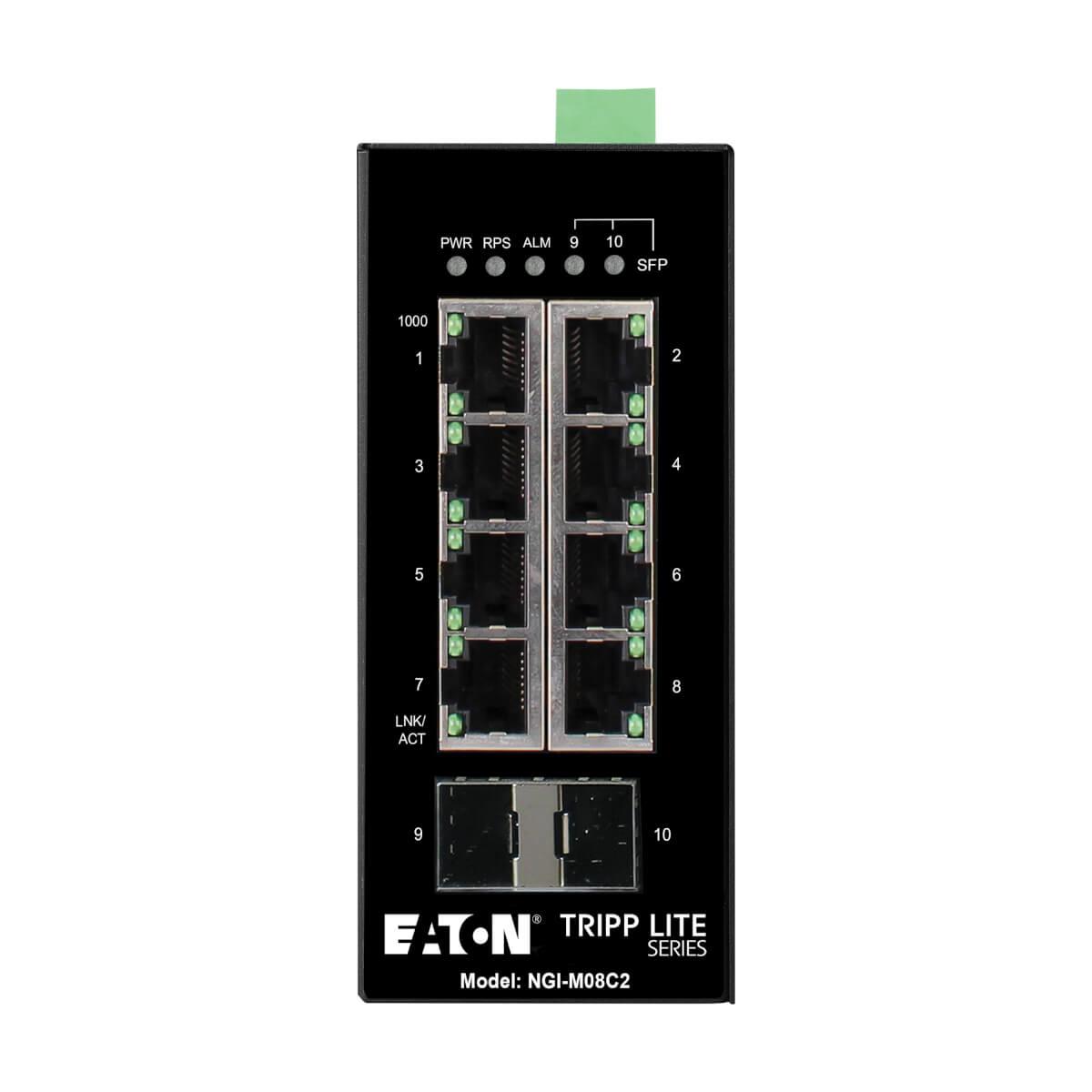 TRIPP LITE 8-Port Managed Industrial Gigabit Ethernet Switch - 10/100/1000 Mbps, 2 GbE SFP Slots, -40� to 75�C, DIN Mount
