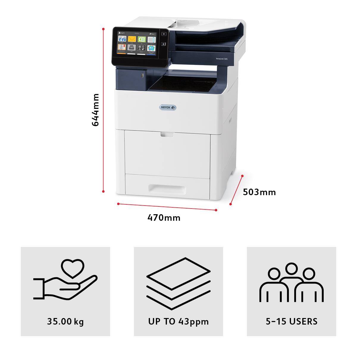 VersaLink C505V_X - Color Multifunction Printer - Laser - A4 - USB / Ethernet / NFC Tap-to-Pair
