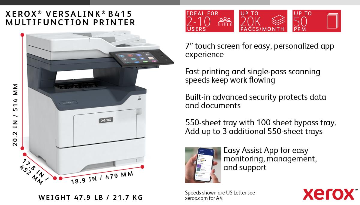 VersaLink B415V/DN - Color Multifunction - Laser - A4 - USB/ Ethernet / NFC
