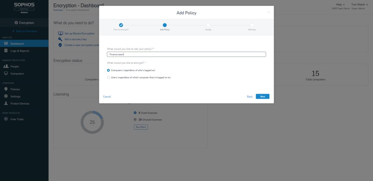 Central Device Encryption - Subscription 1 User/ 1-9 Lic - 1 Year Renewal