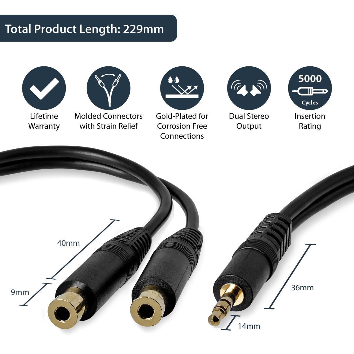 Splitter Cable Pc Speaker Y 6in
