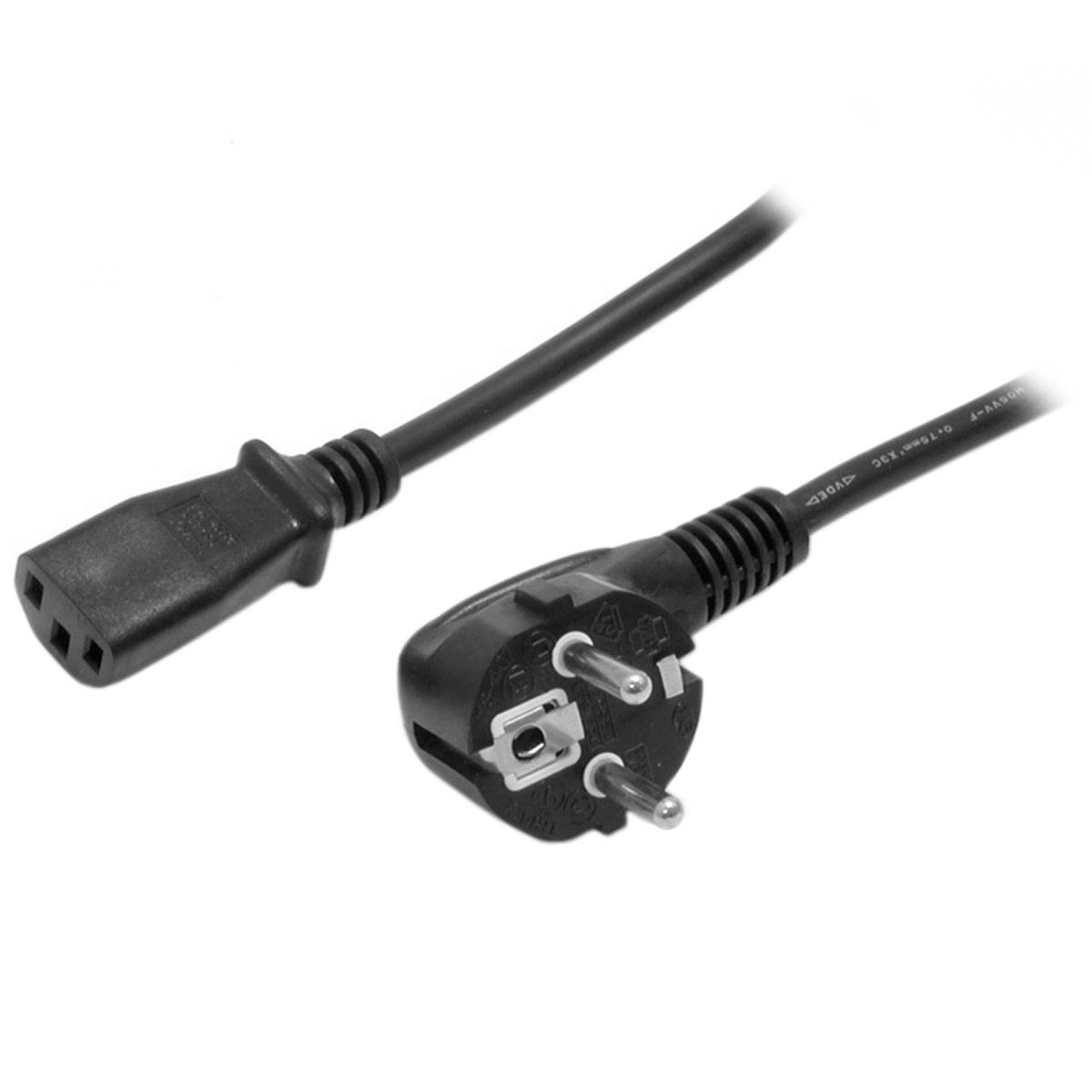 Ac Power Cord - Schuko Eu Angled To Iec 60320 C13 3-pin - Black - 2m (6ft)