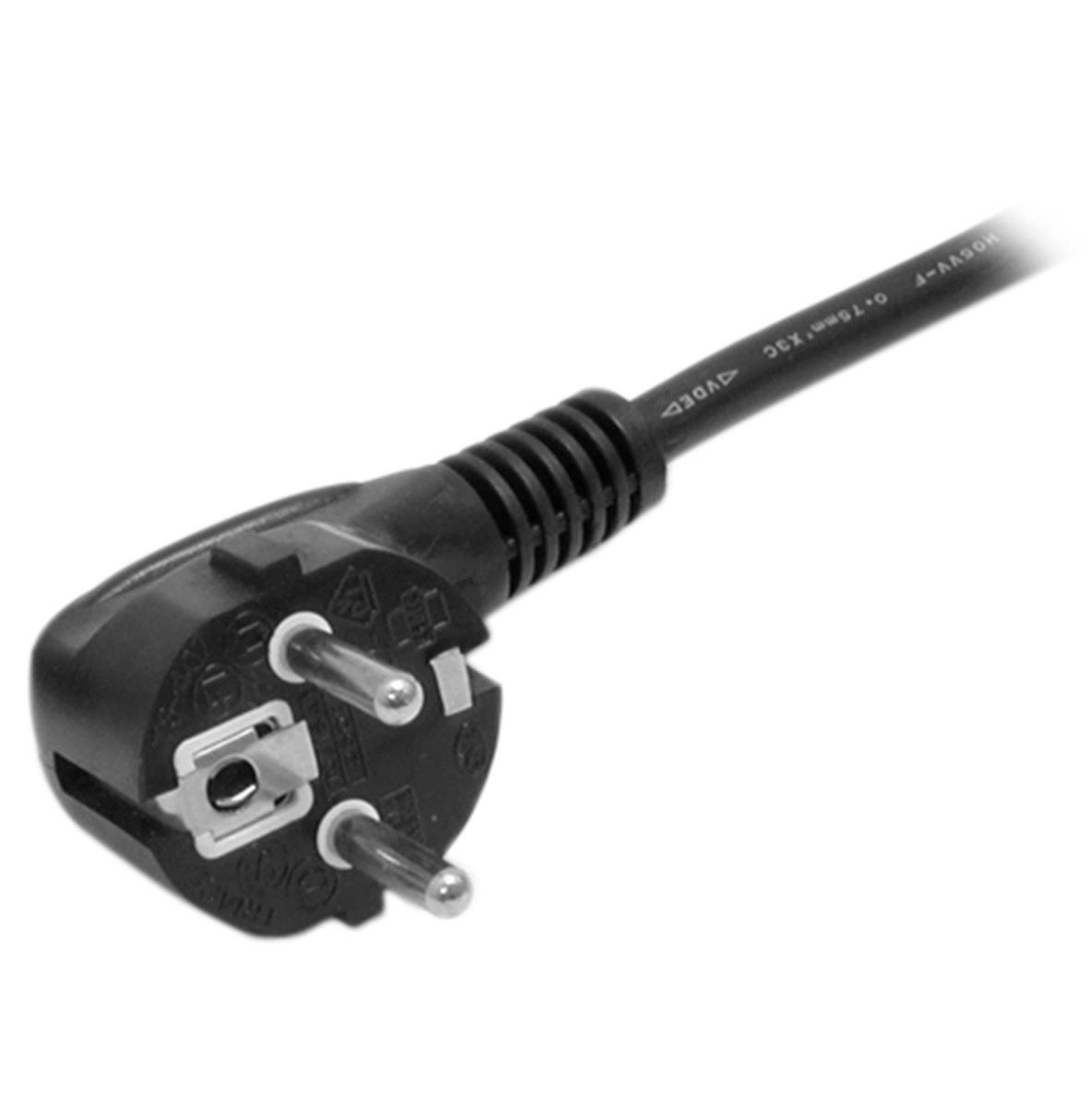 Ac Power Cord - Schuko Eu Angled To Iec 60320 C13 3-pin - Black - 2m (6ft)