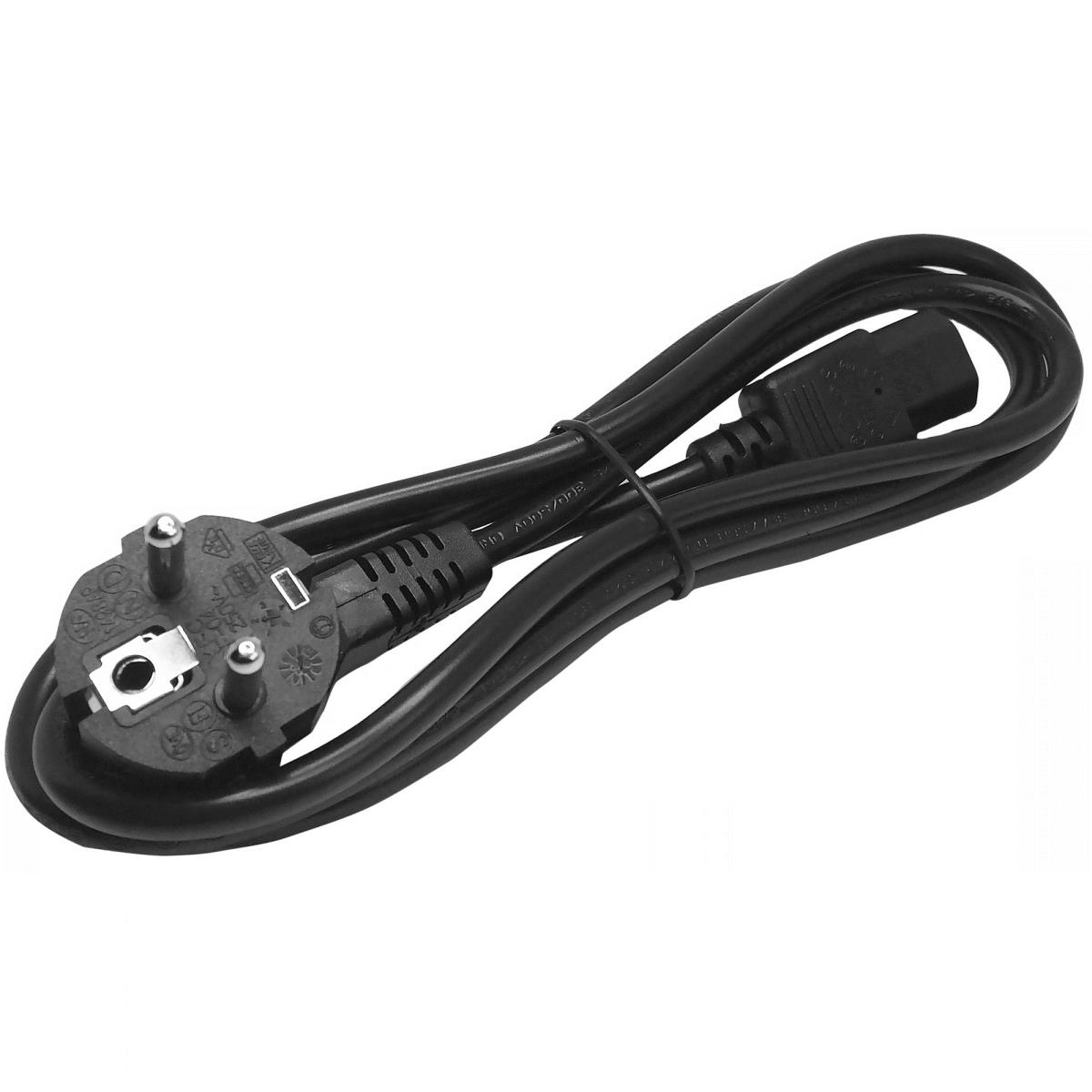 Ac Power Cord - Schuko Eu Angled To Iec 60320 C13 3-pin - Black - 2m (6ft)
