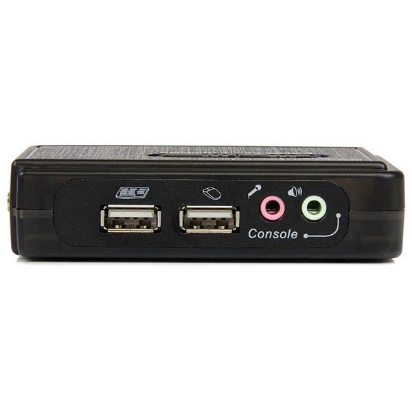 KVM Switch Kit USB 2 Port With Audio And Cables Black