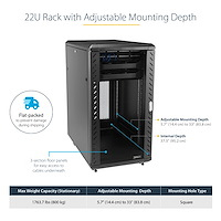 Knock-down Server Rack Cabinet With Casters 22u 36in