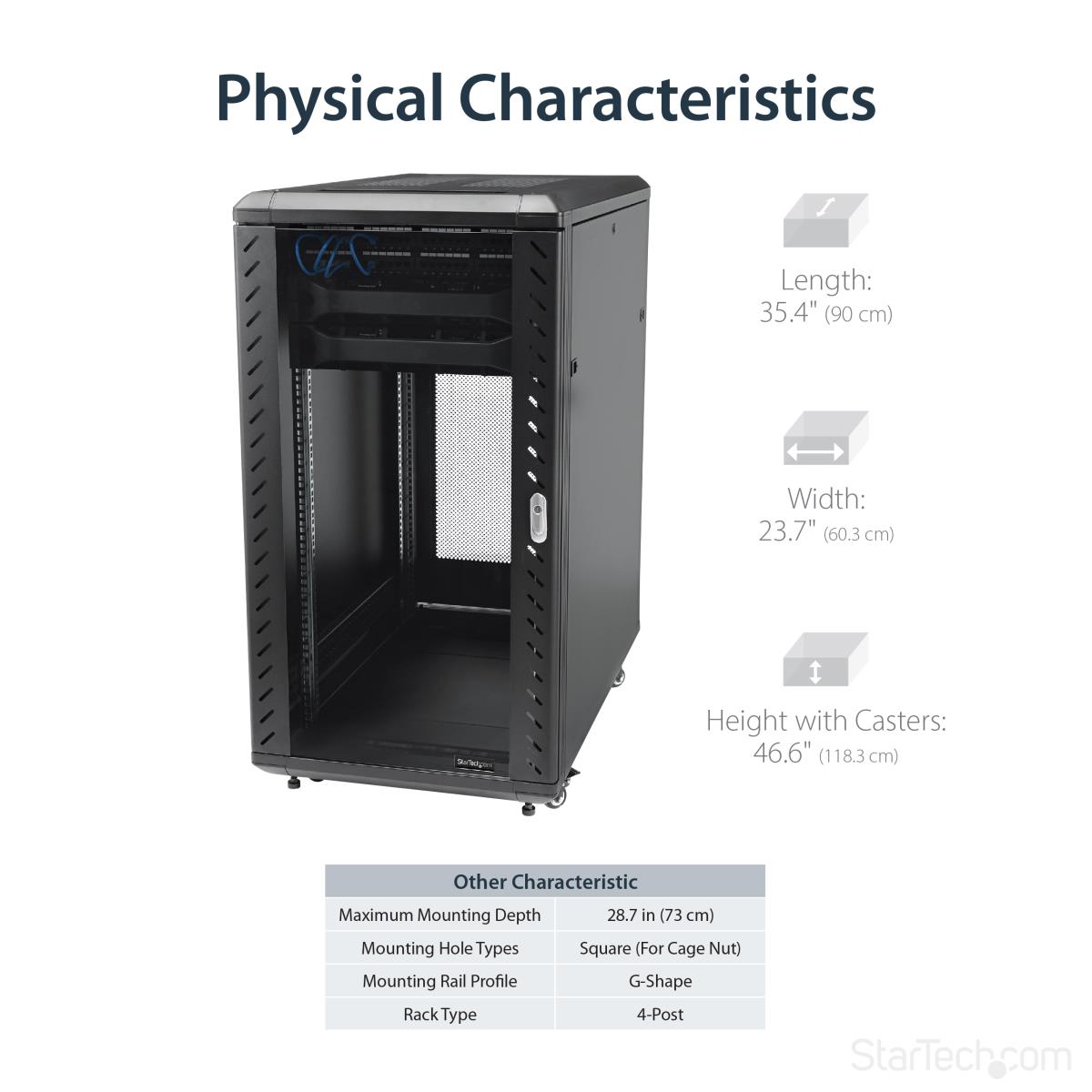 Knock-down Server Rack Cabinet With Casters 22u 36in