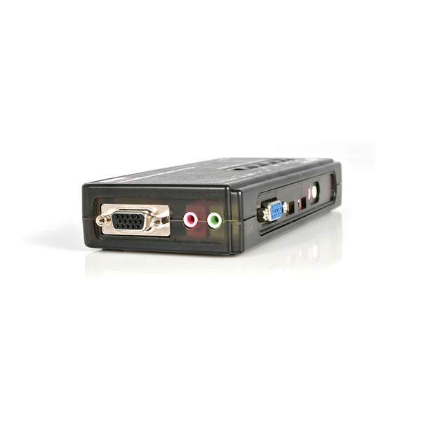 KVM Switch Kit USB 4 Port With Cables And Audio Black