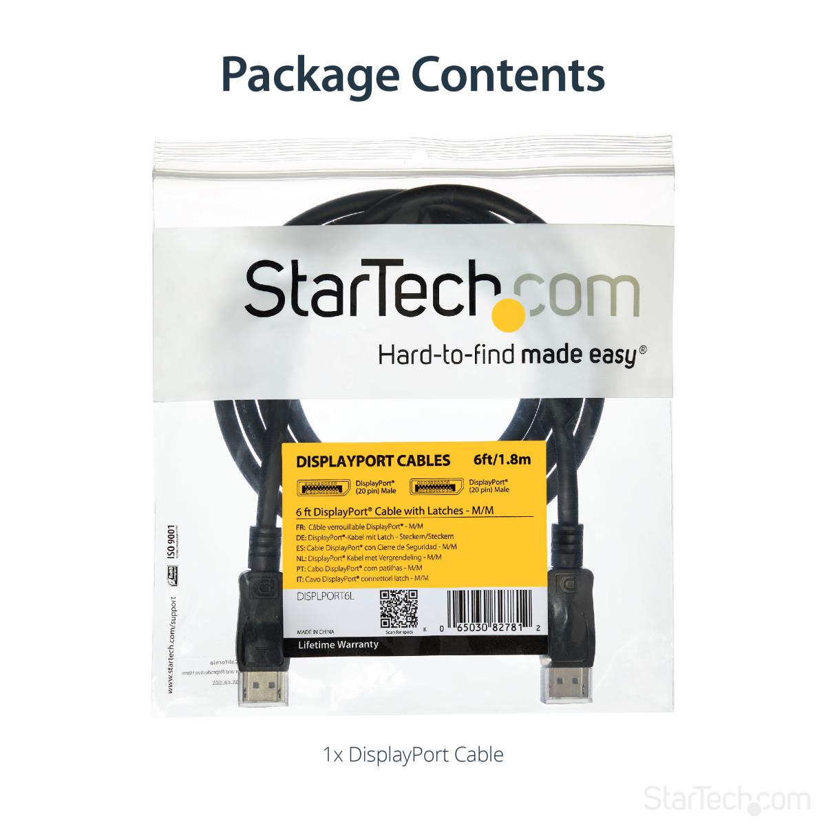 DisplayPort Video Cable With Latches 2m