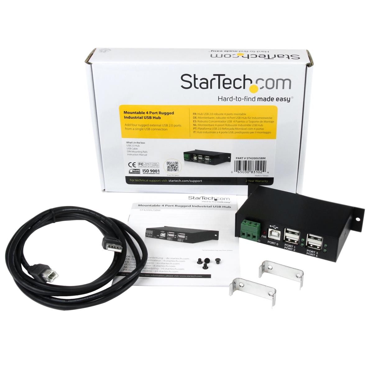 Mountable 4 Port Rugged Industrial USB Hub