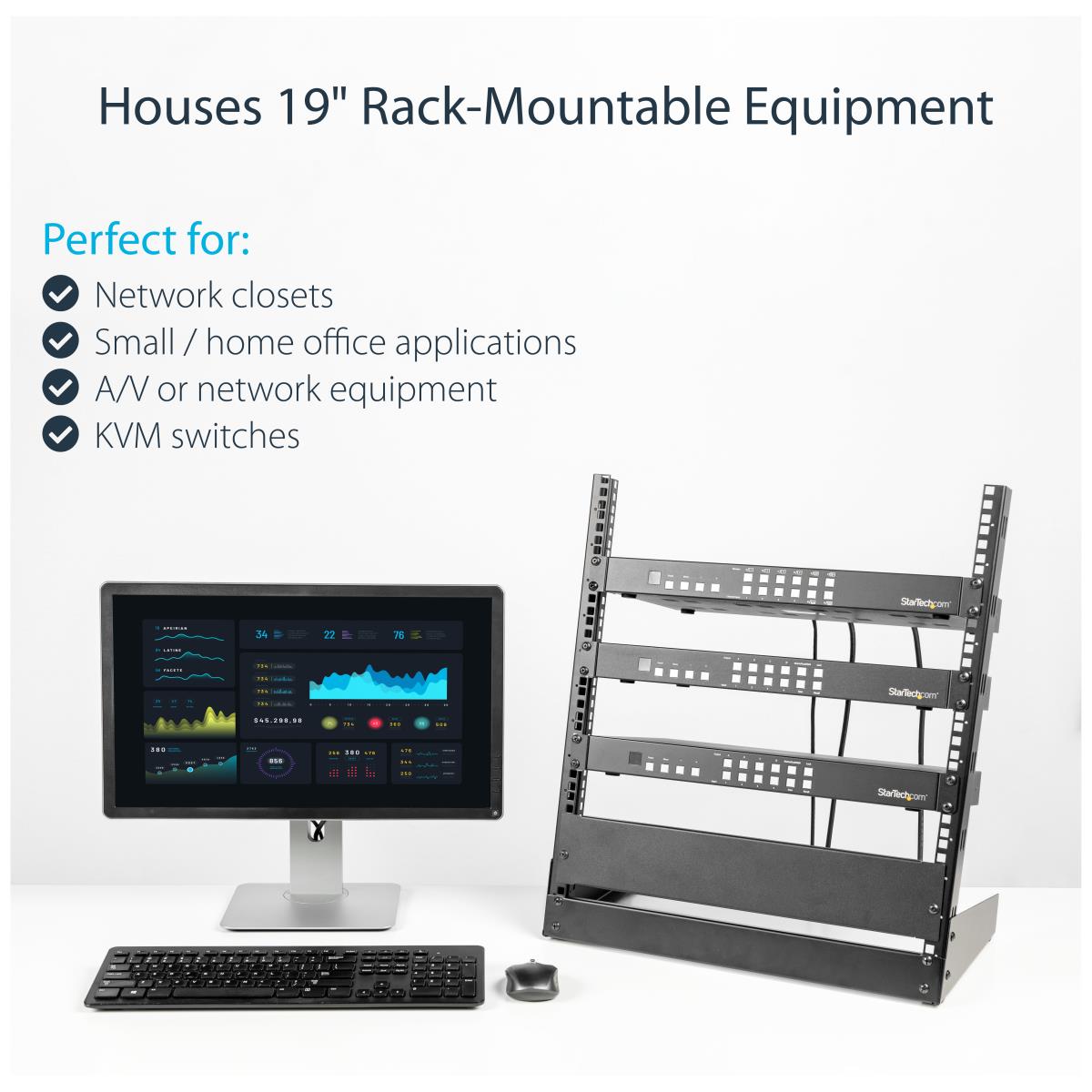 Desktop Open Frame 2 Post Rack 12u 19in