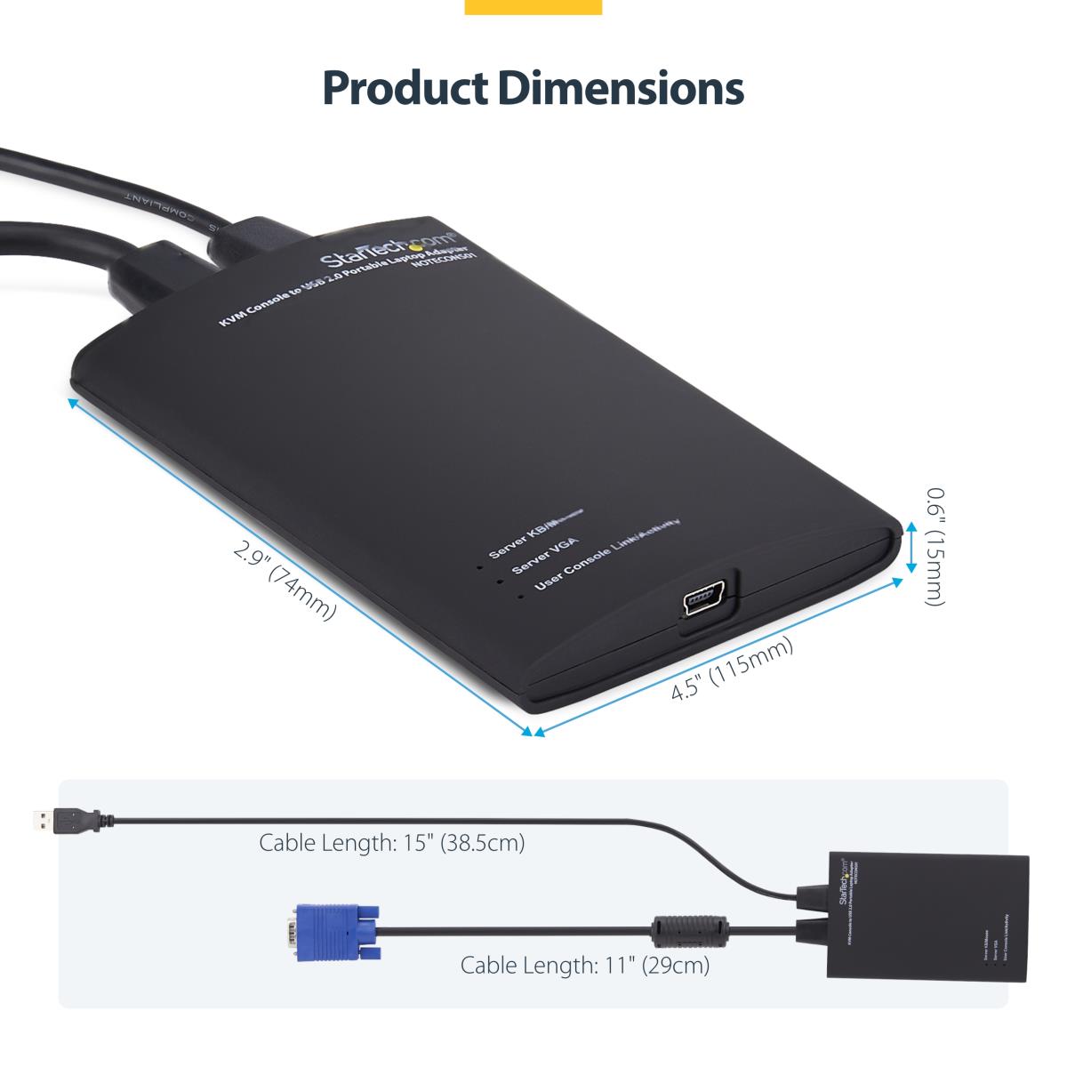 KVM Console To USB 2.0 Portable Laptop Crash Cart Adapter - Notecons01