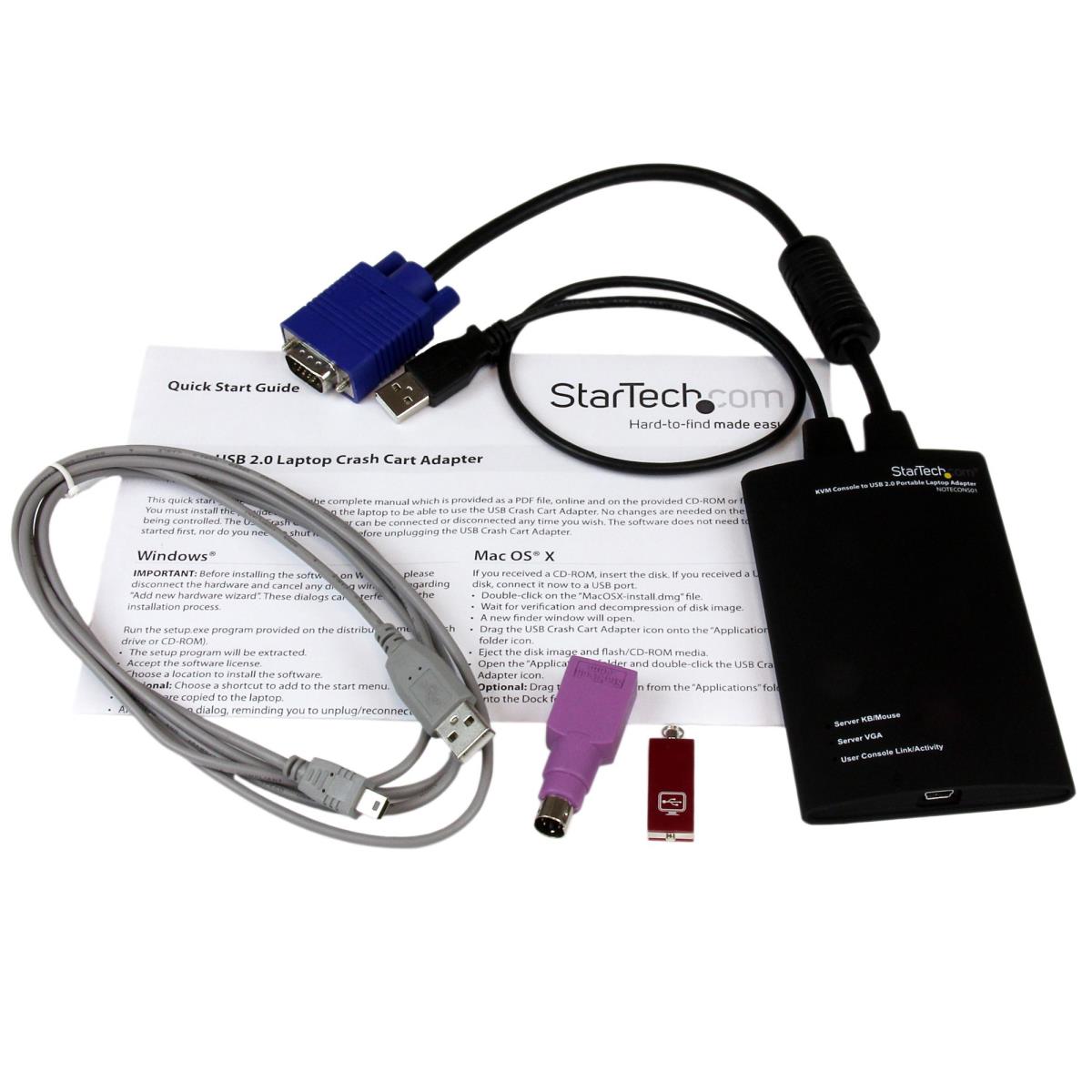 KVM Console To USB 2.0 Portable Laptop Crash Cart Adapter - Notecons01