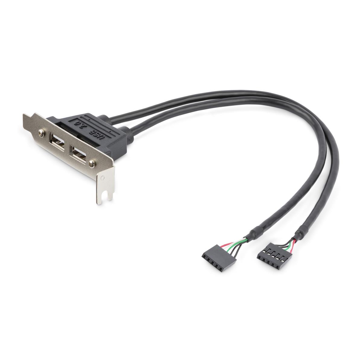 USB A Female Low Profile Slot Plate Adapter 2 Port