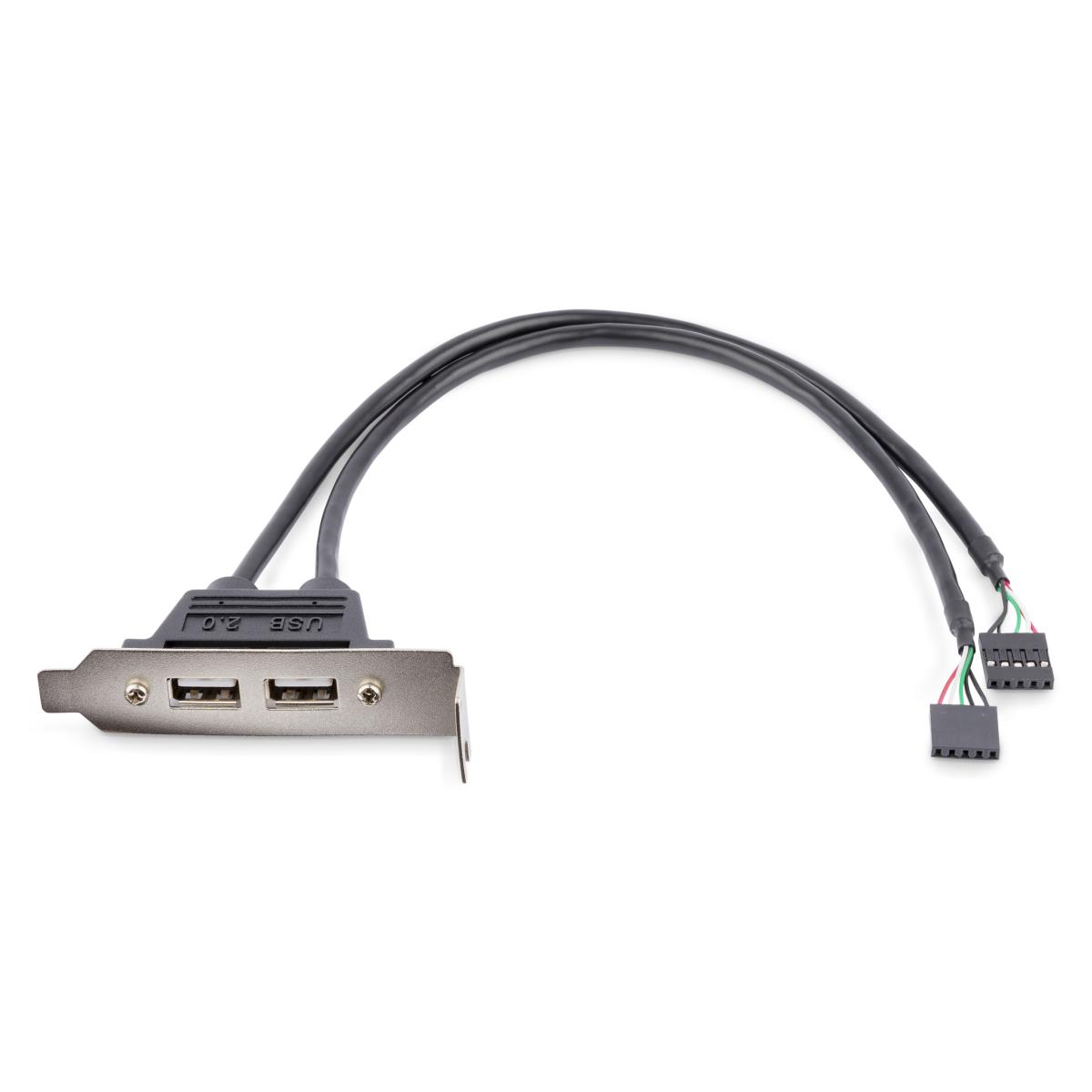 USB A Female Low Profile Slot Plate Adapter 2 Port