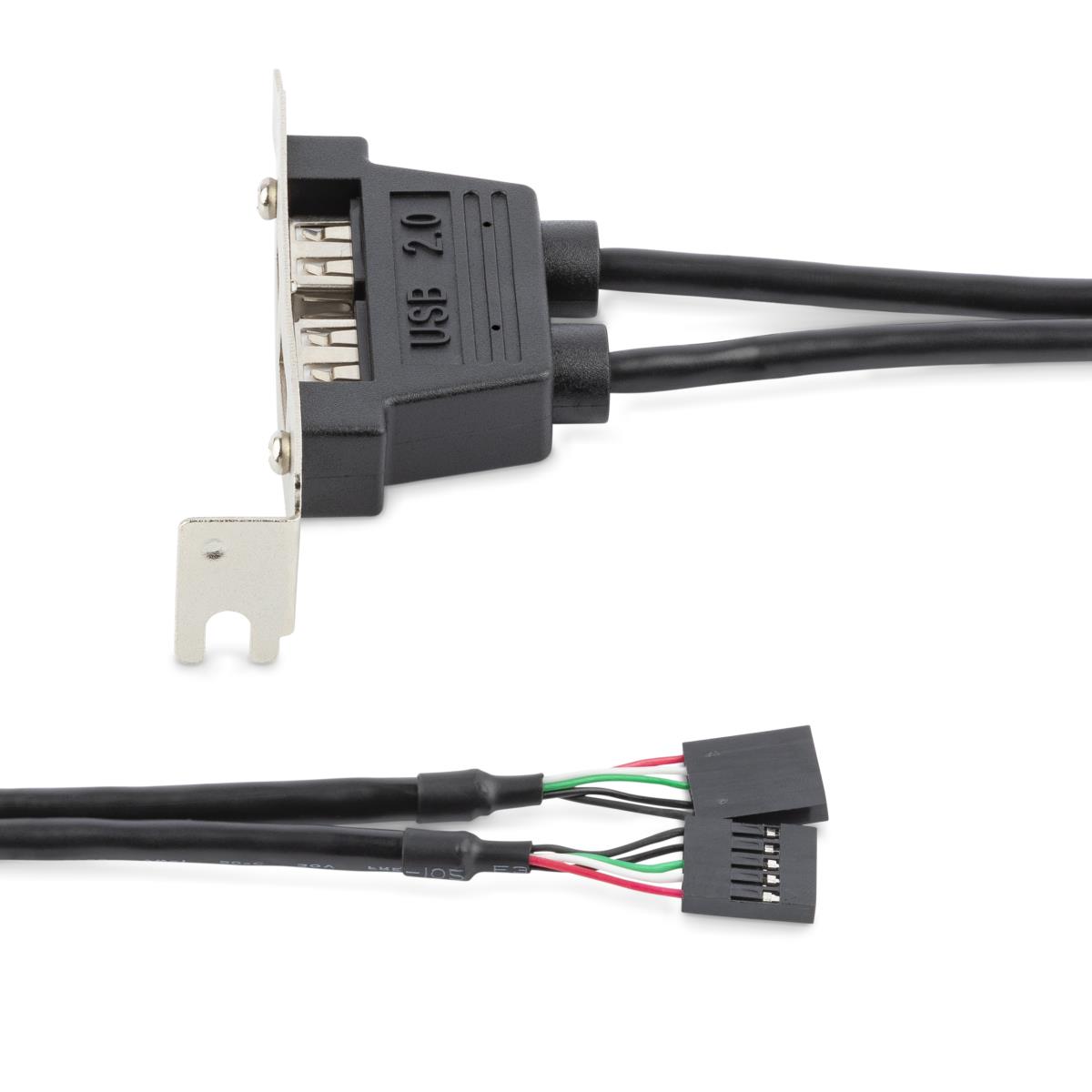 USB A Female Low Profile Slot Plate Adapter 2 Port