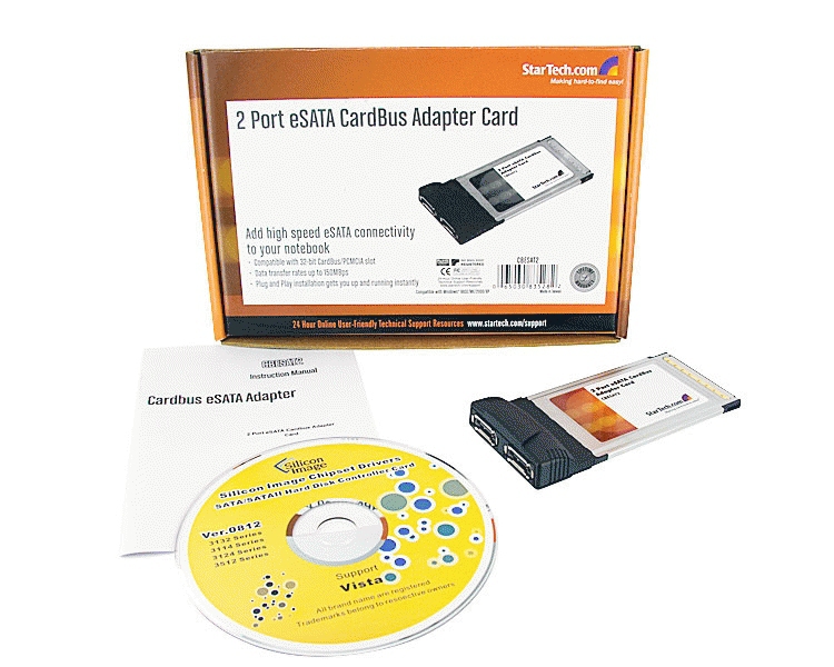 Cardbus ESATA Laptop Adapter Card - 2 Port
