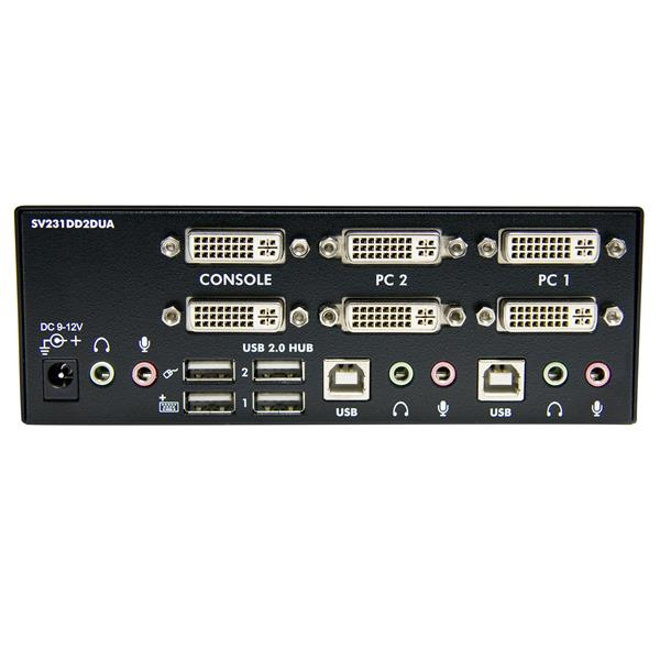 KVM Switch Dual DVI USB 2 Port With Audio & USB 2.0 Hub