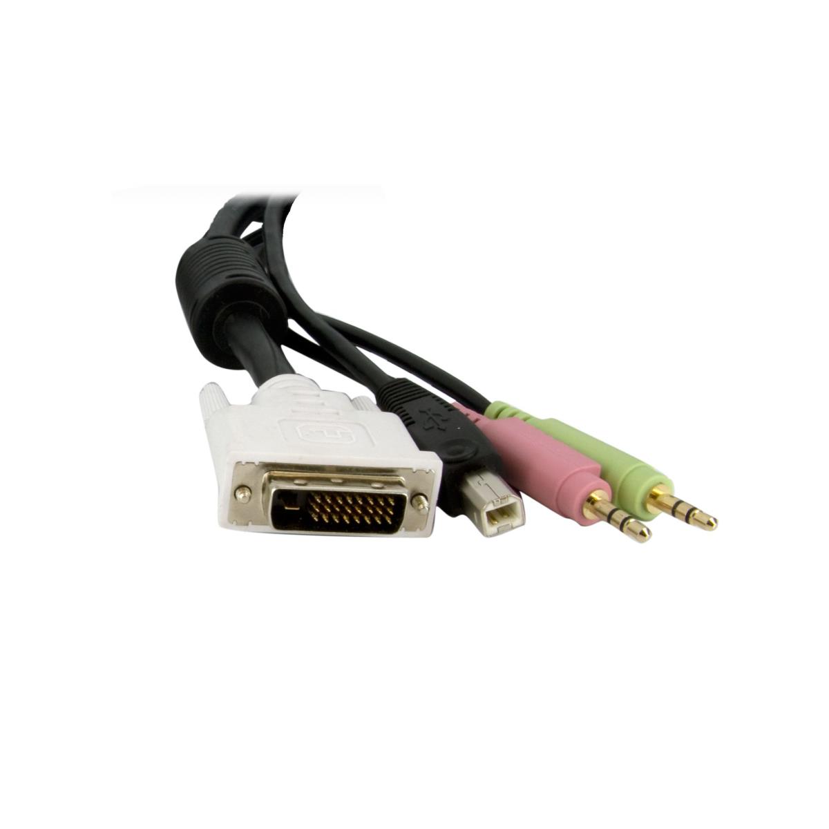 Cable For KVM DVI-d W/ Audio & Microphone USB Dual Link 4-in-1 2m