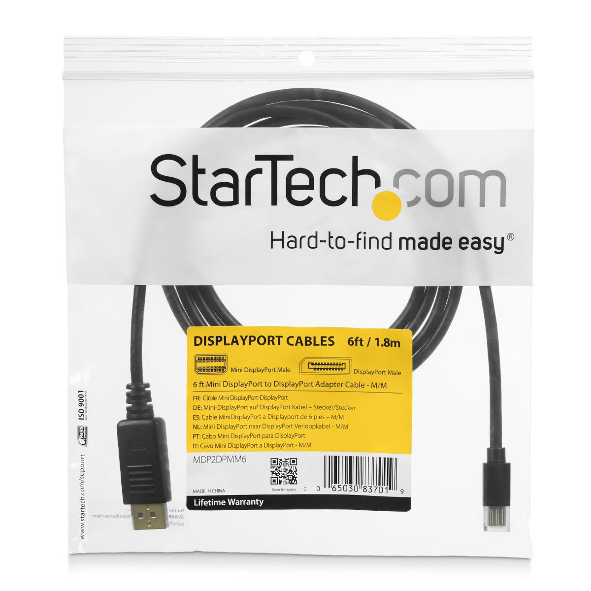 Mini DisplayPort To DisplayPort 1.2 Adapter Cable 2m - M/m