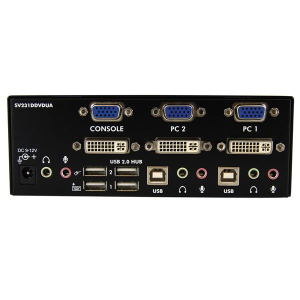 KVM Switch DVI Vga Dual Monitor USB With Audio & USB 2.0 Hub 2port