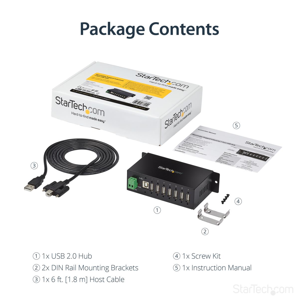 Mountable Rugged Industrial 7 Port USB Hub