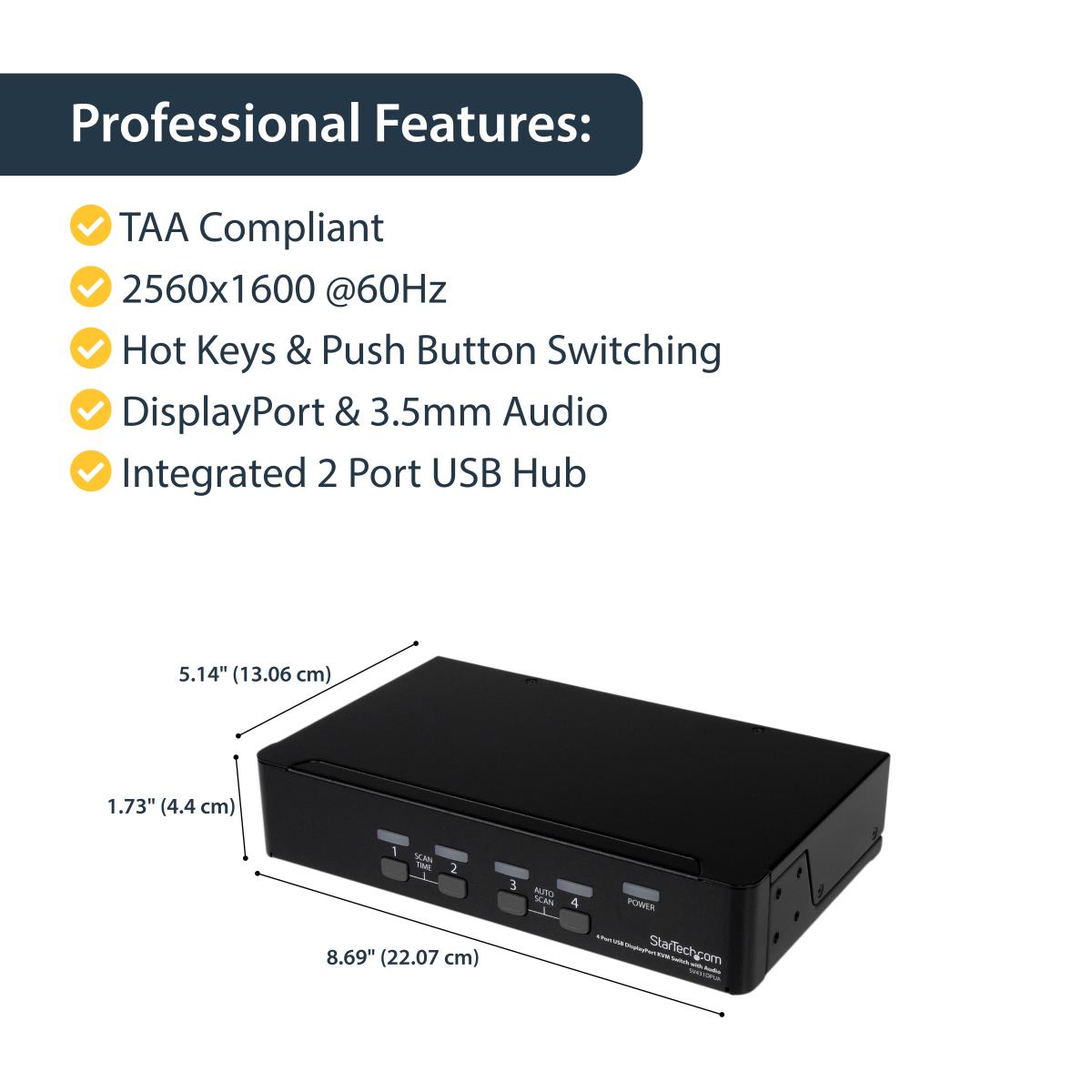 KVM Switch - DisplayPort USB With Audio 4 Port