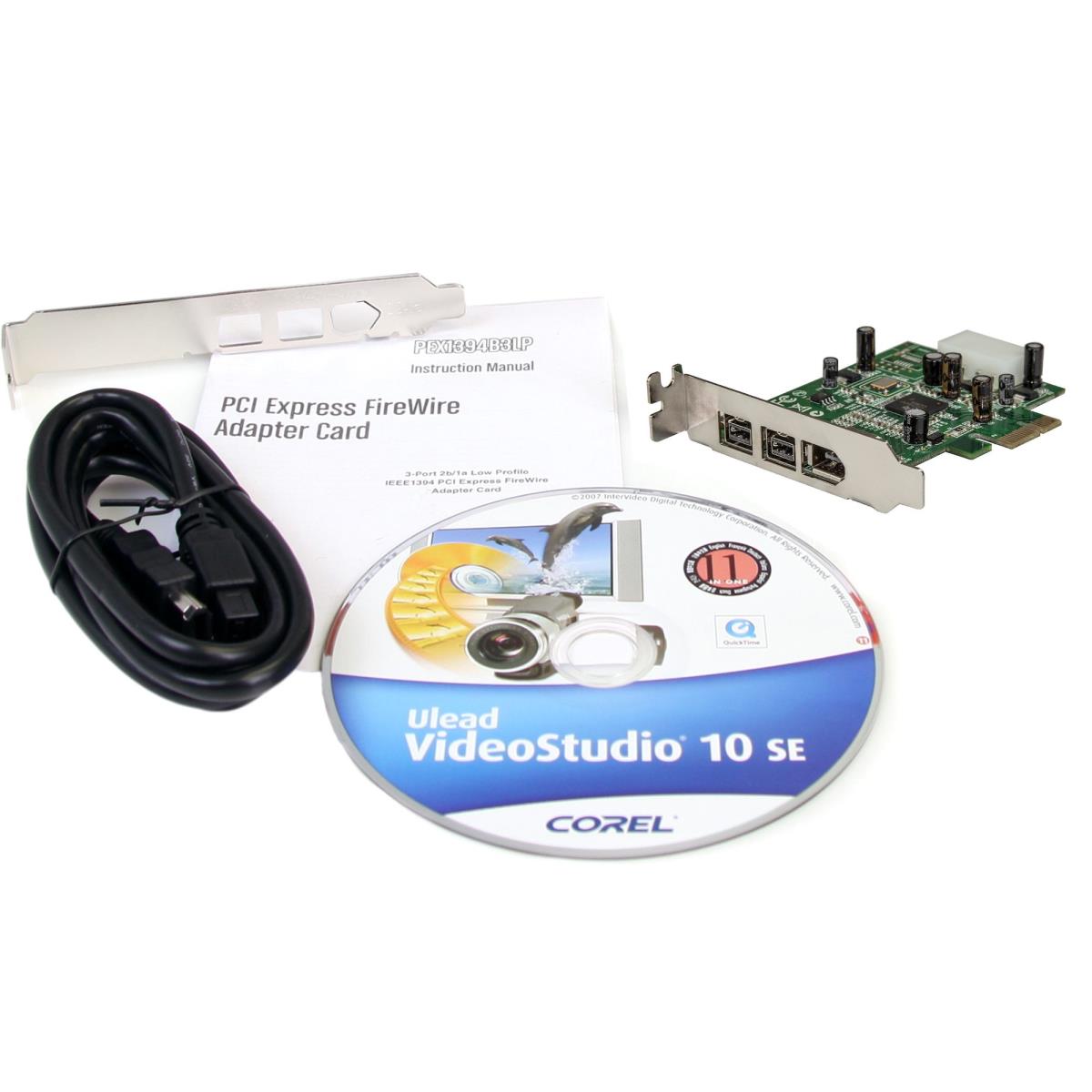 Firewire Card Adapter 3 Port 2b 1a Low Profile 1394 Pci-e
