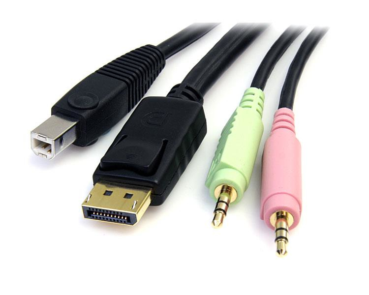 Cable For KVM DisplayPort 4-in-1 USB - Audio & Microphone