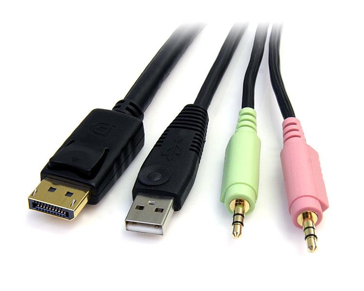 Cable For KVM DisplayPort 4-in-1 USB - Audio & Microphone