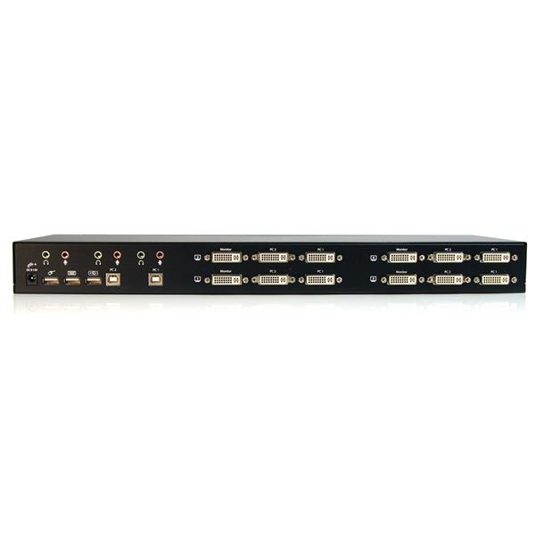 KVM Switch 2 Port Quad Monitor Dual-link DVI USB With Audio & Hub