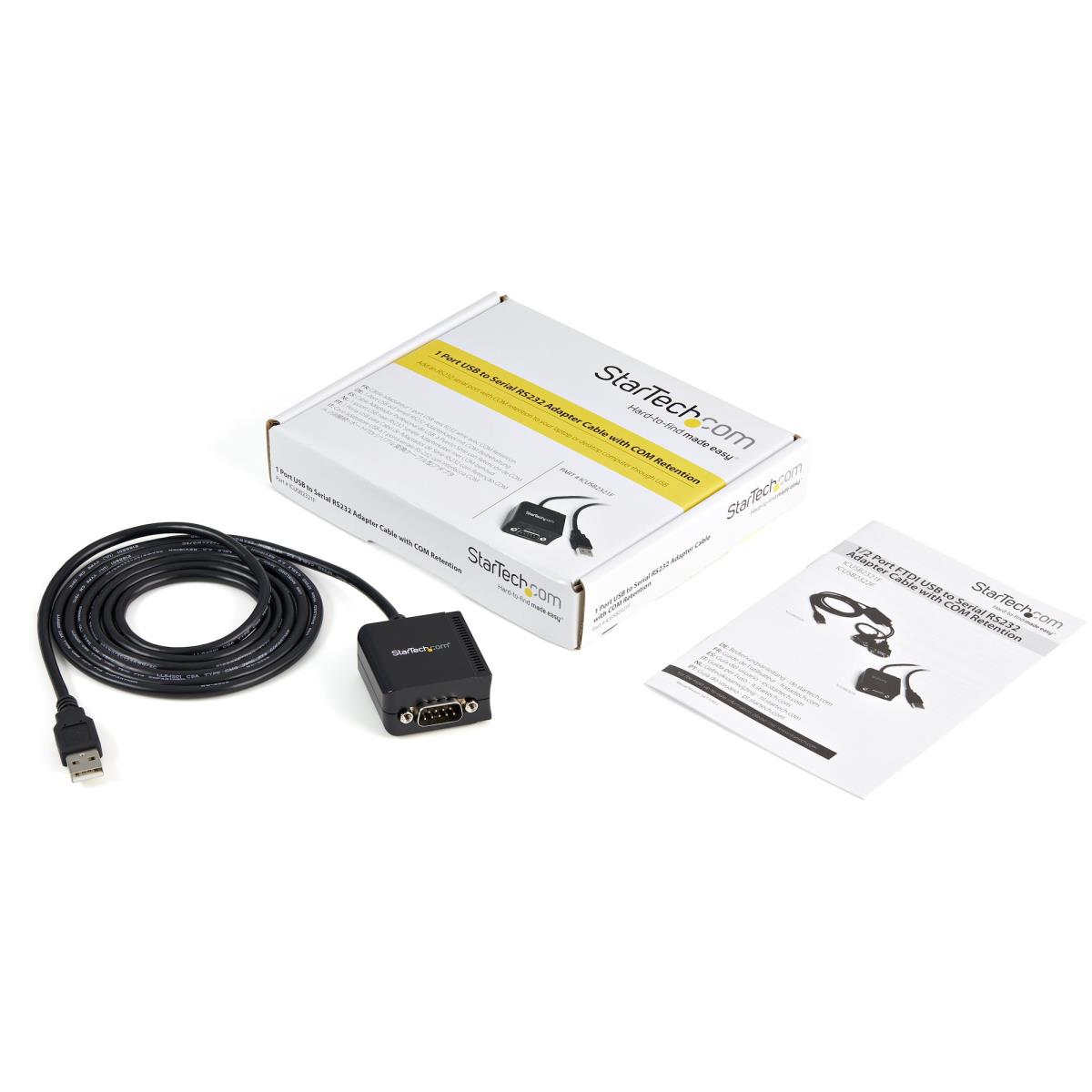 Ftdi USB To Serial Rs232 Adapter Cable With Com Retention 1 Port