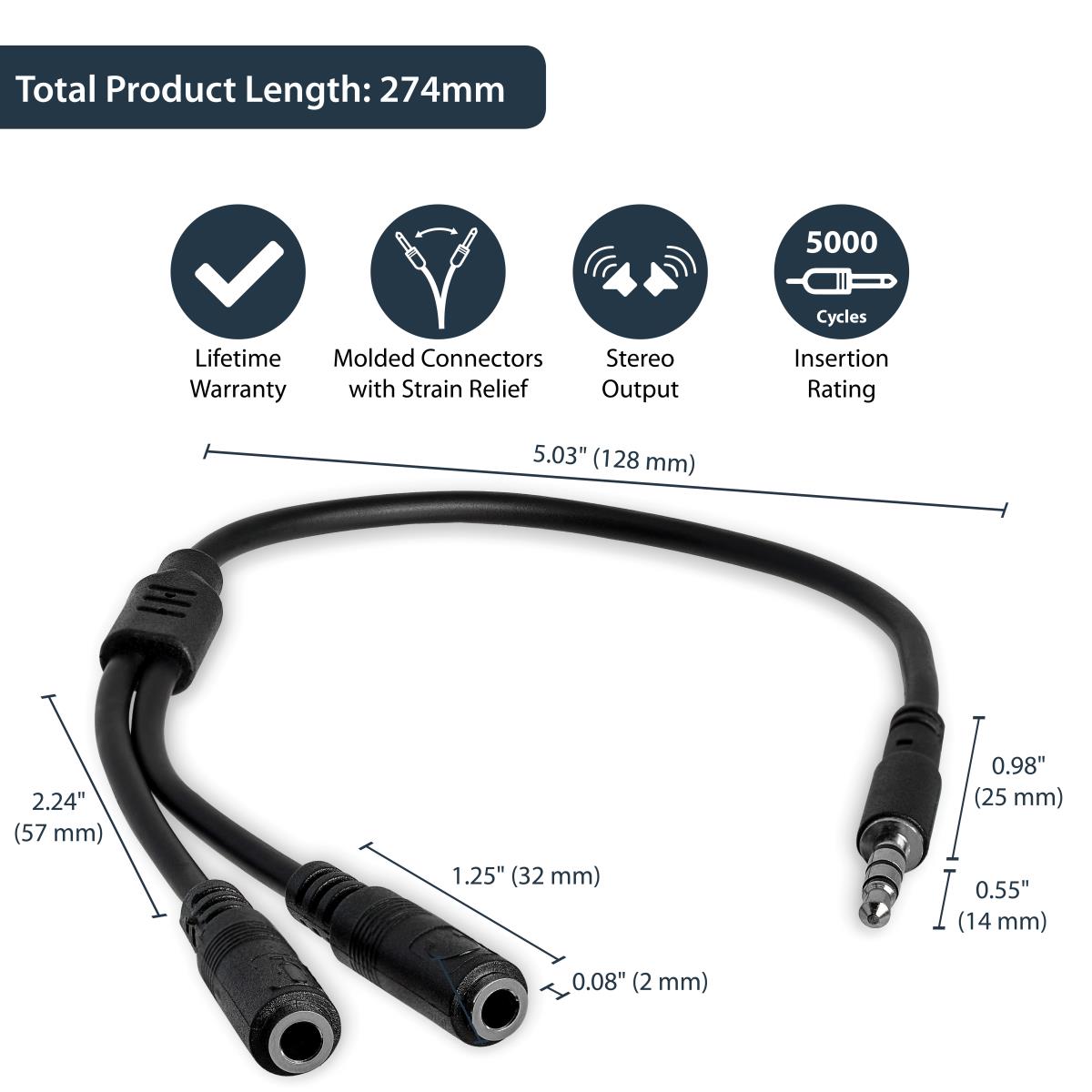 Headset Splitter Adapter 3.5mm 4 Pin To 2x 3 Pin 3.5mm - M/f