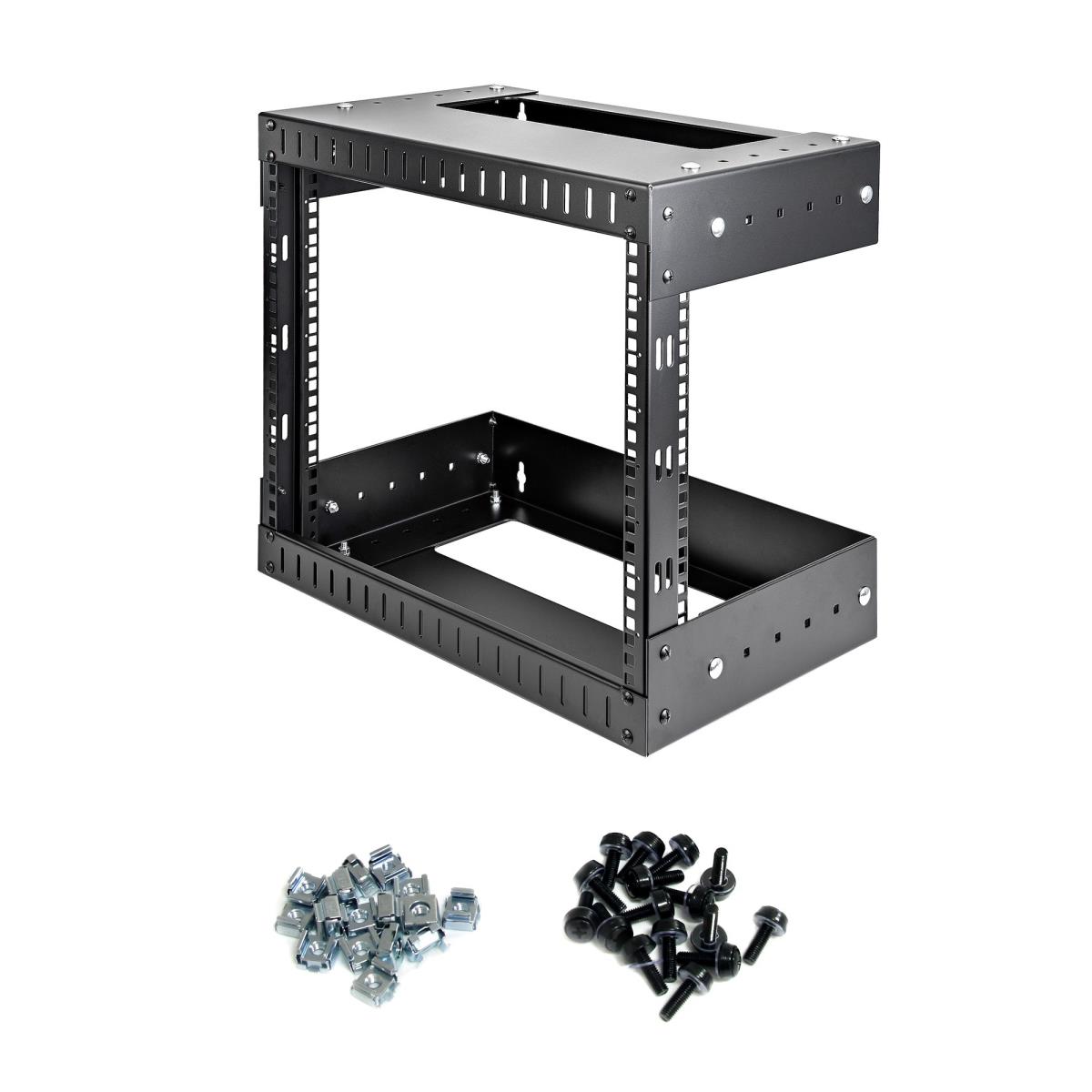 8u Open Frame Wall Mount Equipment Rack - Adjustable Depth