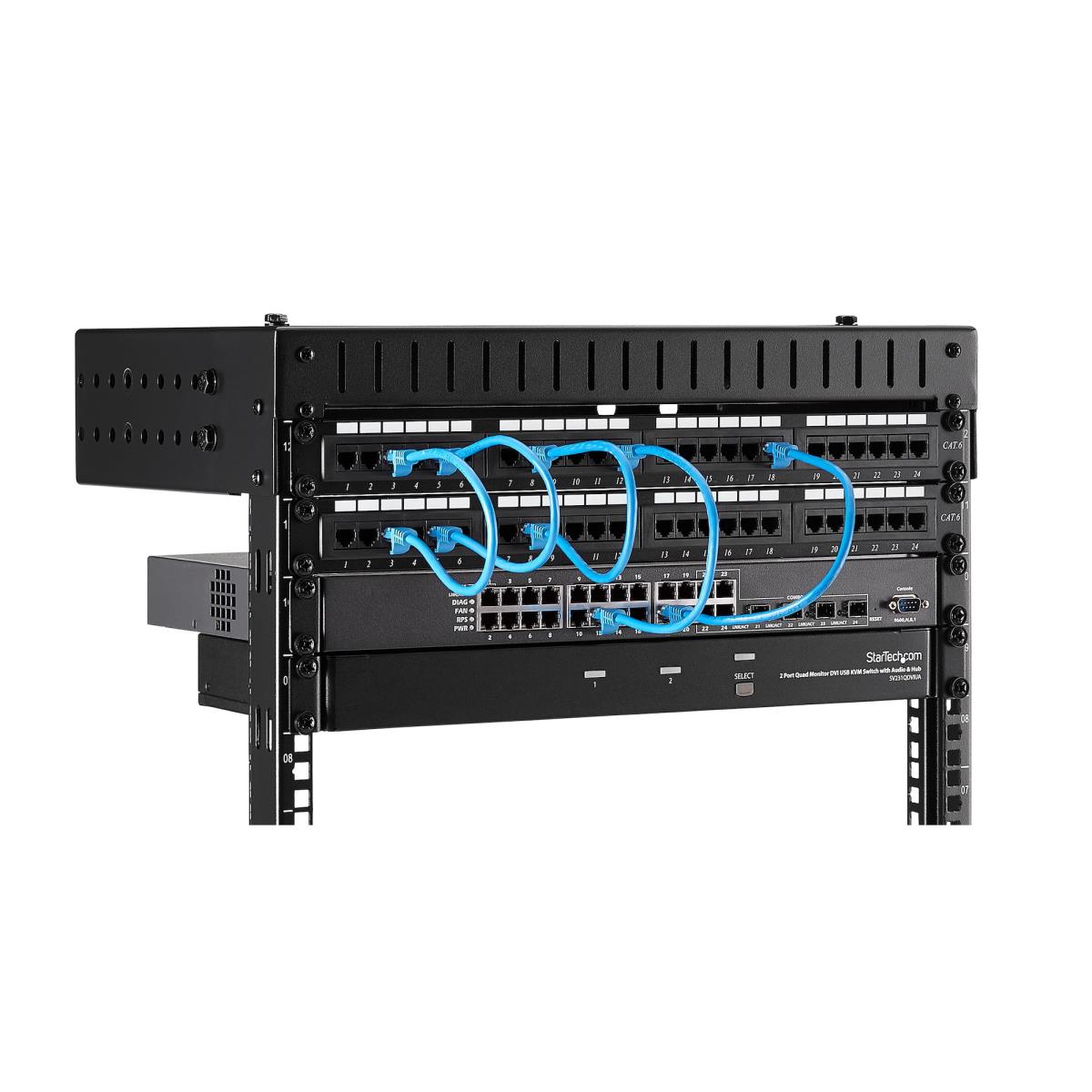 8u Open Frame Wall Mount Equipment Rack - Adjustable Depth