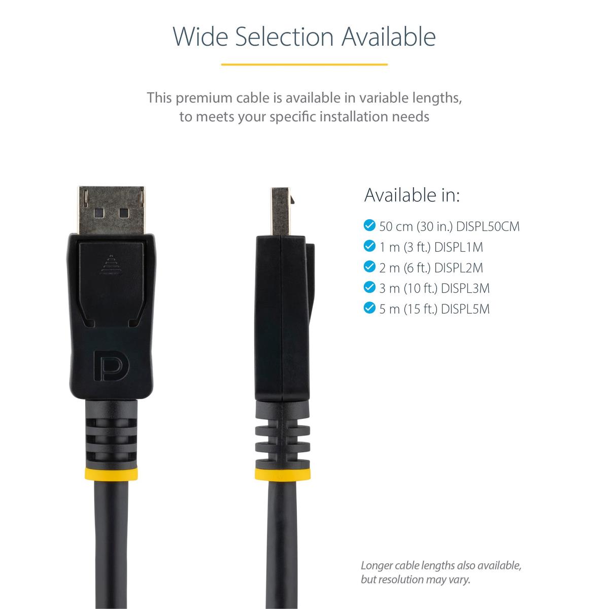 DisplayPort Cable With Latches - M/m 1m
