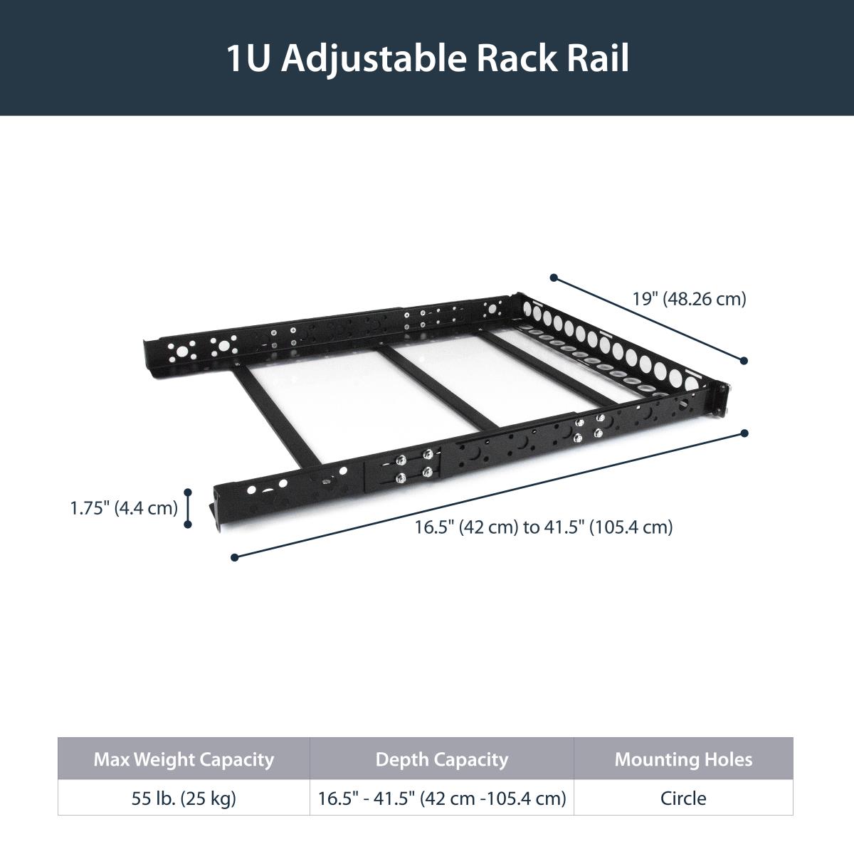 Universal Server Rack Rails 1u Fixed 19 Inch Adjustable Depth