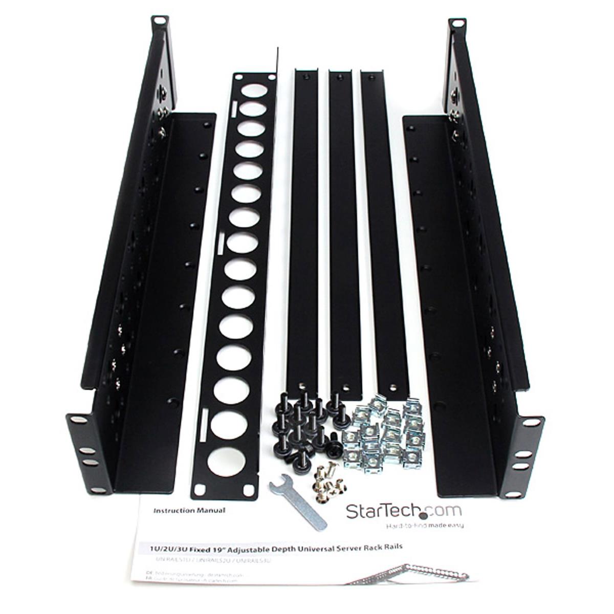 Universal Server Rack Rails 2u Fixed 19 Inch Adjustable Depth