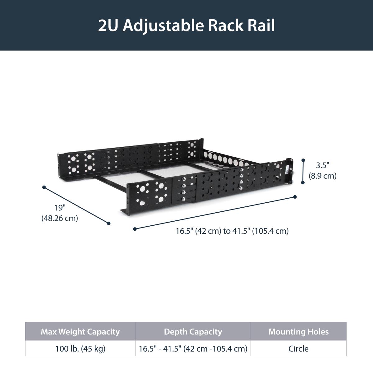 Universal Server Rack Rails 2u Fixed 19 Inch Adjustable Depth