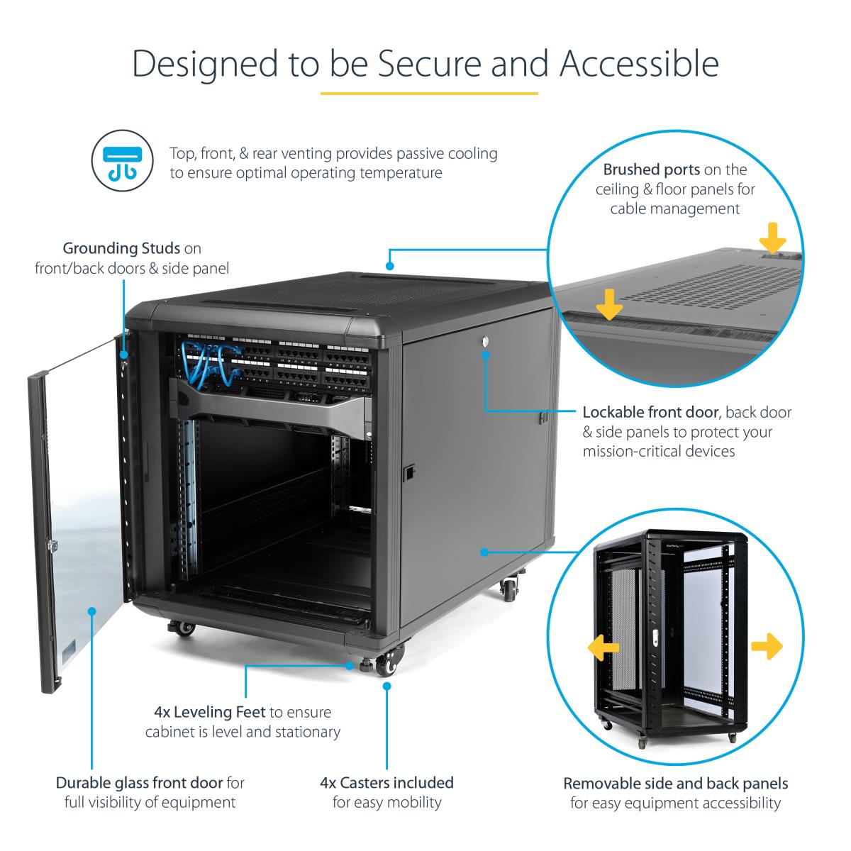 Knock-down Server Rack Cabinet With Casters 12u 36in