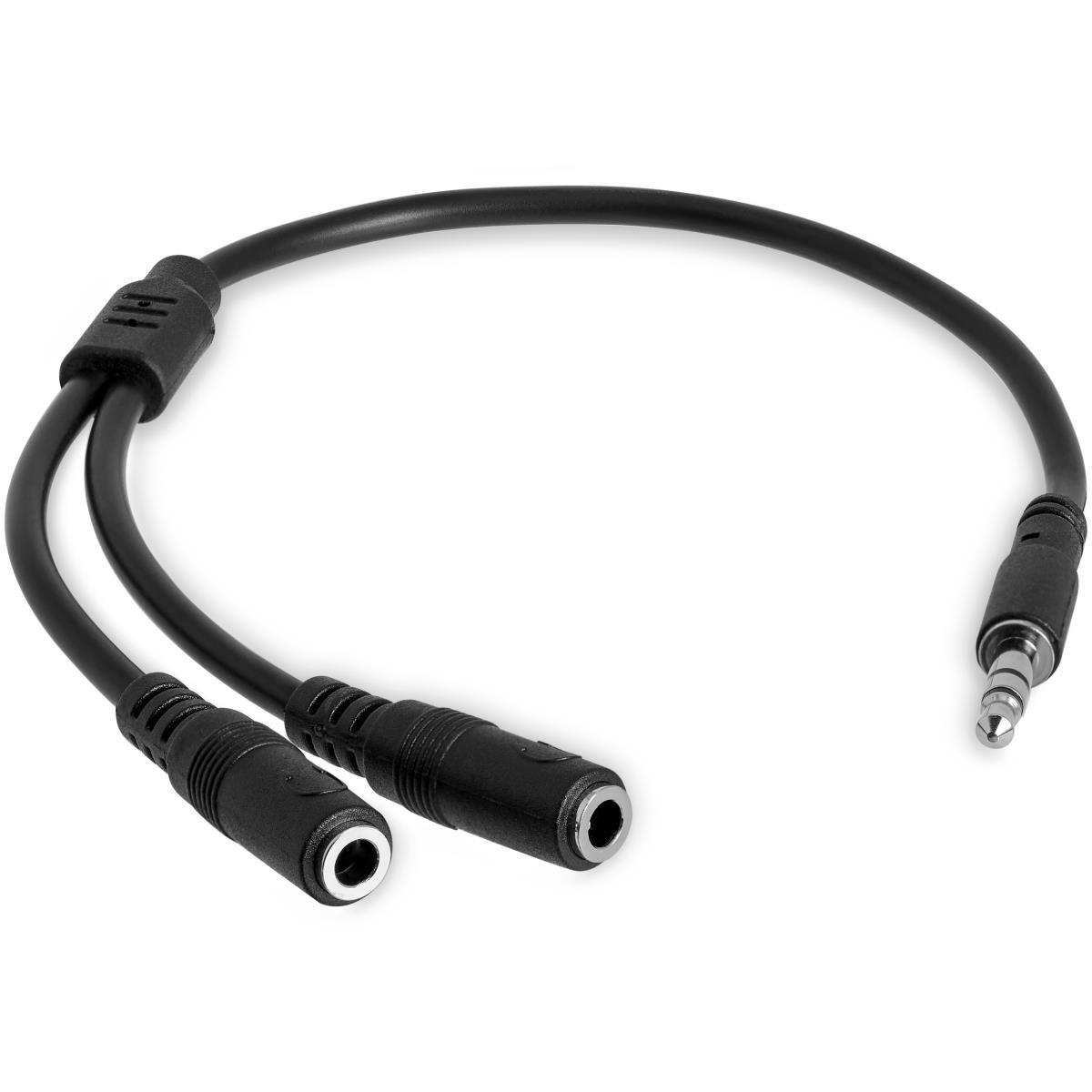Slim Stereo Splitter Cable - 3.5mm Male To 2x 3.5mm Female
