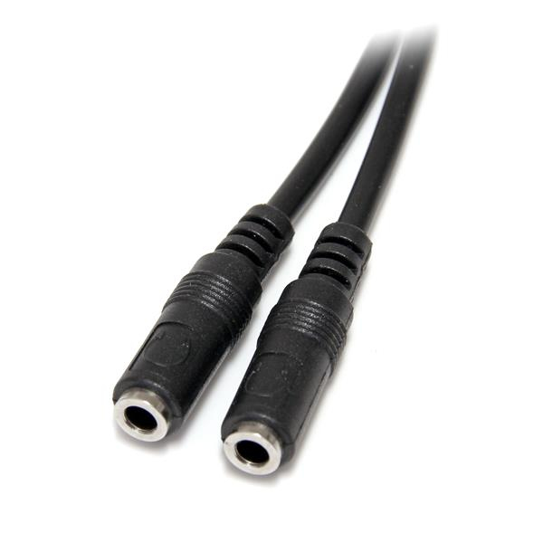 Slim Stereo Splitter Cable - 3.5mm Male To 2x 3.5mm Female
