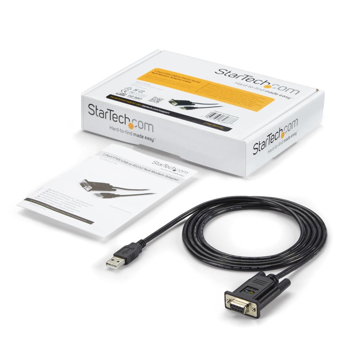 USB To Null Modem Rs232 Db9 Serial Dce Adapter Cable W/ Ftdi