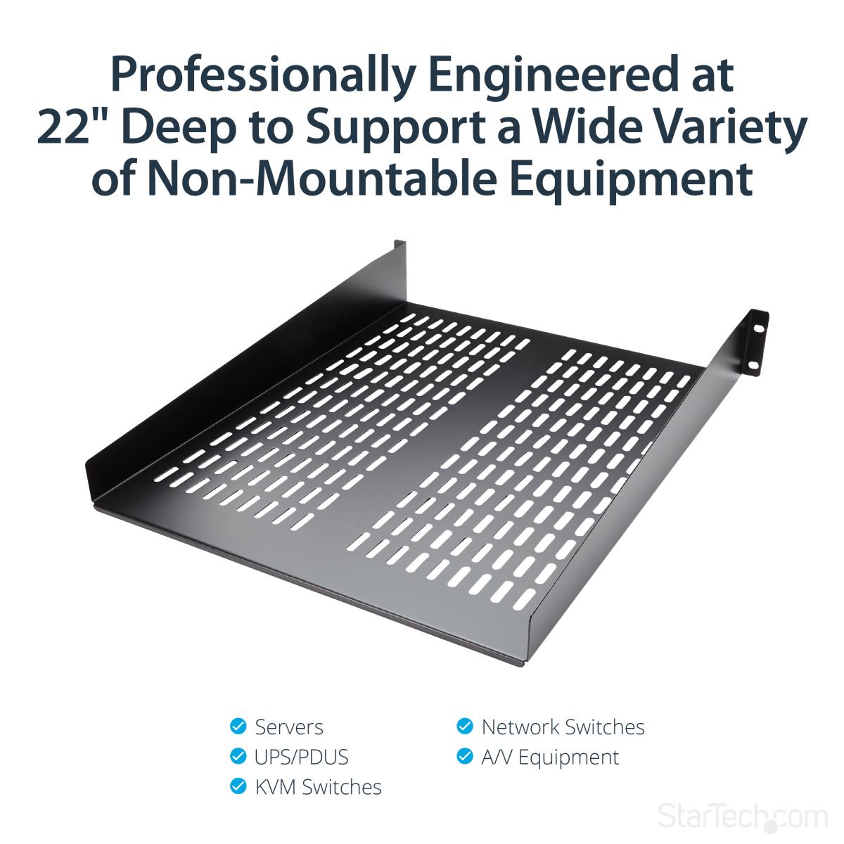 Fixed Server Rack Shelf2u 22in Vented Cantilever Shelf