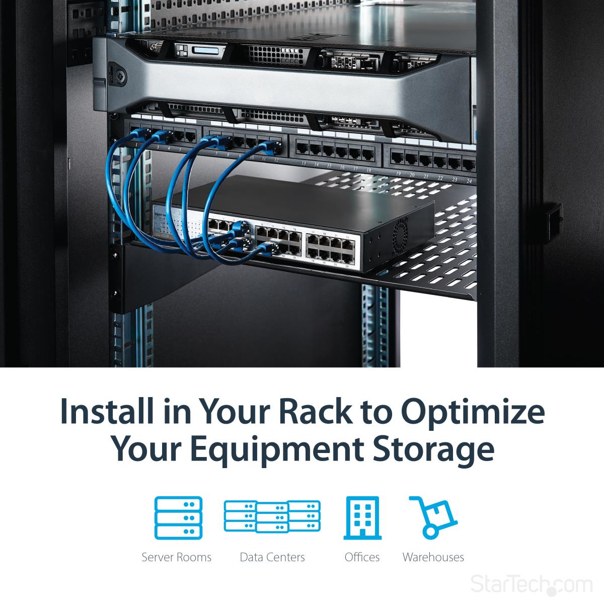 Fixed Server Rack Shelf2u 22in Vented Cantilever Shelf